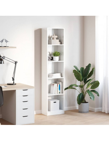 Libreria Bianco Lucido 40x24x176 cm in Legno Multistrato