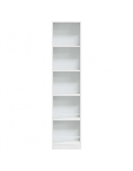 Libreria Bianco Lucido 40x24x176 cm in Legno Multistrato
