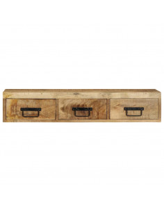 Mobile TV a Parete 100x30x19 cm Legno Grezzo Massello di Mango