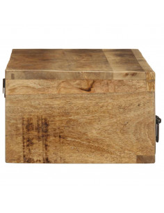 Mobile TV a Parete 100x30x19 cm Legno Grezzo Massello di Mango 2