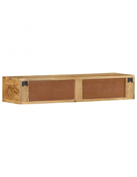 Mobile TV a Parete 100x30x19 cm Legno Grezzo Massello di Mango