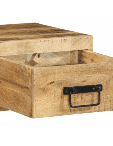 Mobile TV a Parete 100x30x19 cm Legno Grezzo Massello di Mango