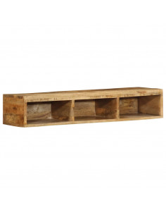 Mobile TV a Parete 100x30x19 cm Legno Grezzo Massello di Mango 2