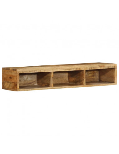 Mobile TV a Parete 100x30x19 cm Legno Grezzo Massello di Mango