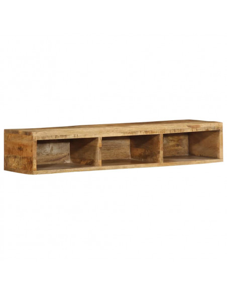 Mobile TV a Parete 100x30x19 cm Legno Grezzo Massello di Mango