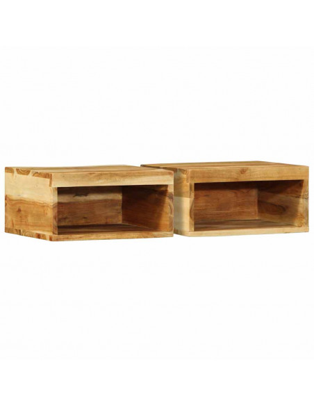 Mobile TV a Parete 2 pz in Legno Massello di Acacia