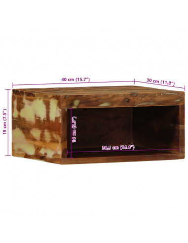 Mobile TV a Parete 2 pz in Legno Massello di Recupero