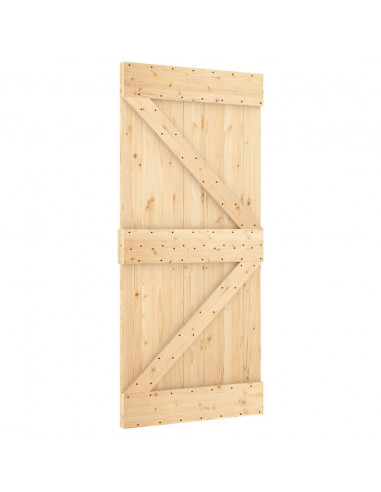 Porta Scorrevole con Set Hardware 95x210 cm Legno Massello Pino