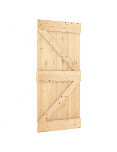Porta Scorrevole con Set Hardware 95x210 cm Legno Massello Pino