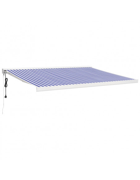 Tenda da Sole Retrattile Blu e Bianca 4x3 m Tessuto e Alluminio