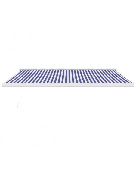 Tenda da Sole Retrattile Blu e Bianca 4x3 m Tessuto e Alluminio
