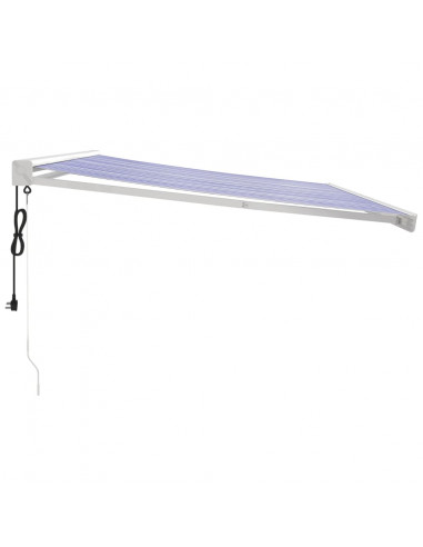 Tenda da Sole Retrattile Blu e Bianca 4x3 m Tessuto e Alluminio