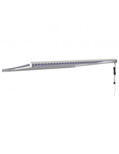 Tenda da Sole Retrattile Blu e Bianca 4x3 m Tessuto e Alluminio