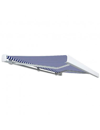 Tenda a Cassonetto Motorizzata 400x300 cm Blu e Bianco