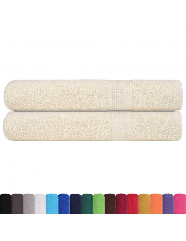 Asciugamani per Sauna 2 pz Crema 80x200 cm 360 g/m² 100% Cotone