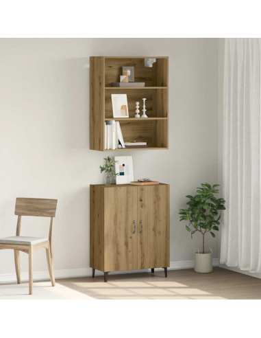 Credenza con Pensile Rovere Artigianale in Legno Multistrato