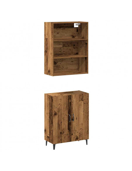 Credenza con Pensile Legno Antico in Legno Multistrato