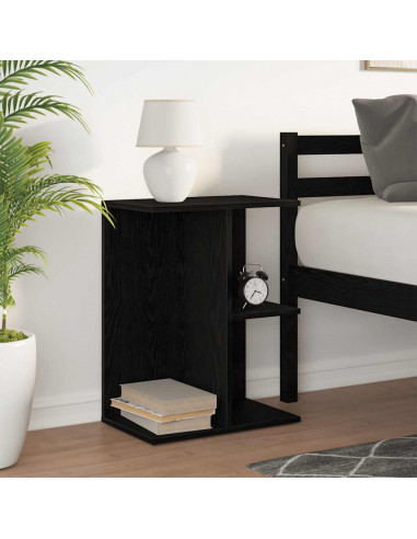 Comodino Rovere Nero 40,5x31x60 cm in Legno Multistrato