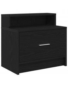 Comodino con Cassetto Rovere Nero 51x31x47 cm