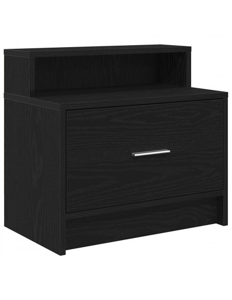 Comodino con Cassetto Rovere Nero 51x31x47 cm