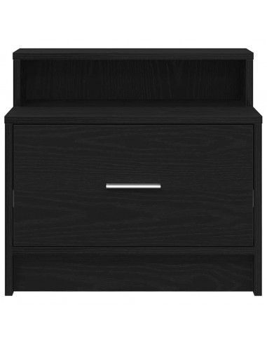Comodino con Cassetto Rovere Nero 51x31x47 cm