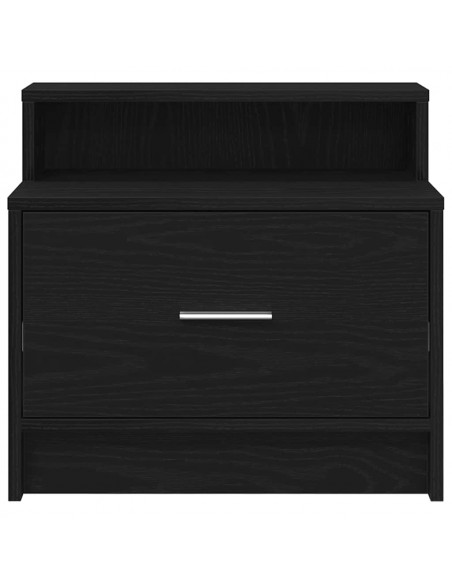Comodino con Cassetto Rovere Nero 51x31x47 cm