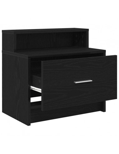 Comodino con Cassetto Rovere Nero 51x31x47 cm