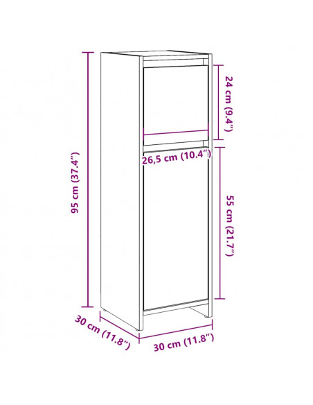 Mobile da Bagno Grigio Cemento 30x30x95 cm in Legno Multistrato