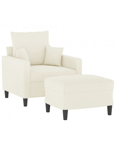 Poltrona con Poggiapiedi Crema 60 cm in Velluto