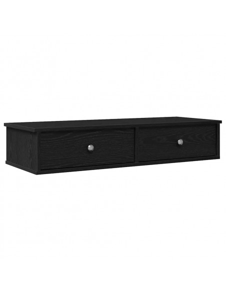 Scaffale a Parete con Cassetti Nero 100x37,5x19cm in Truciolato