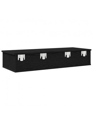 Scaffale a Parete con Cassetti Nero 100x37,5x19cm in Truciolato