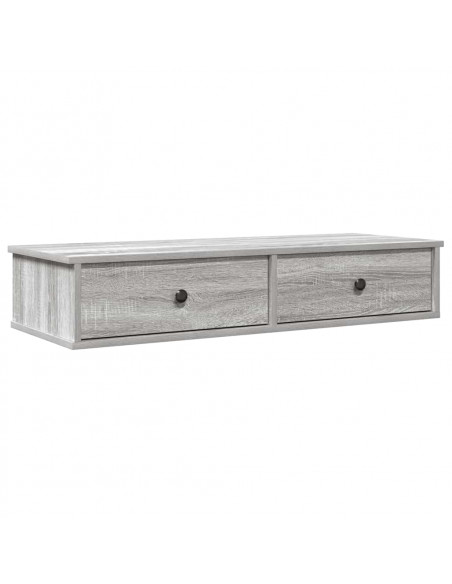 Scaffale a Parete con Cassetti Grigio 100x37,5x19 cm Truciolato