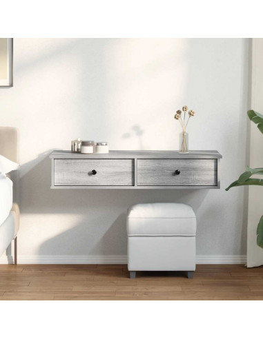 Scaffale a Parete con Cassetti Grigio 100x37,5x19 cm Truciolato