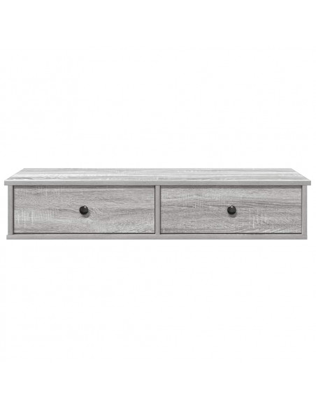 Scaffale a Parete con Cassetti Grigio 100x37,5x19 cm Truciolato