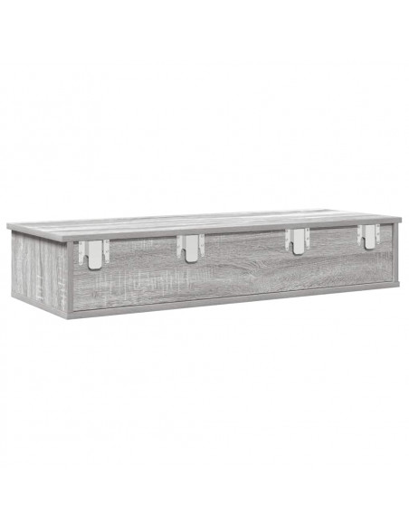 Scaffale a Parete con Cassetti Grigio 100x37,5x19 cm Truciolato