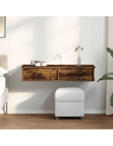 Scaffale a Parete con Cassetti Fumo 100x37,5x19cm in Truciolato