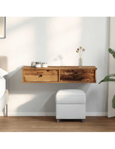 Scaffale a Parete con Cassetti Antico 100x37,5x19 cm Truciolato