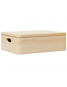 Scatola in Legno con Coperchio&Manici 40x30x13 cm Legno di Pino