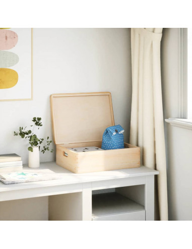 Scatola in Legno con Coperchio&Manici 40x30x13 cm Legno di Pino