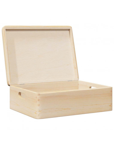 Scatola in Legno con Coperchio&Manici 40x30x13 cm Legno di Pino