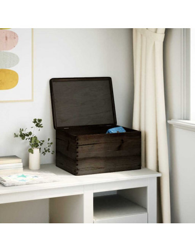 Scatola in Legno con Coperchio Nero 40x30x23cm in Legno di Pino