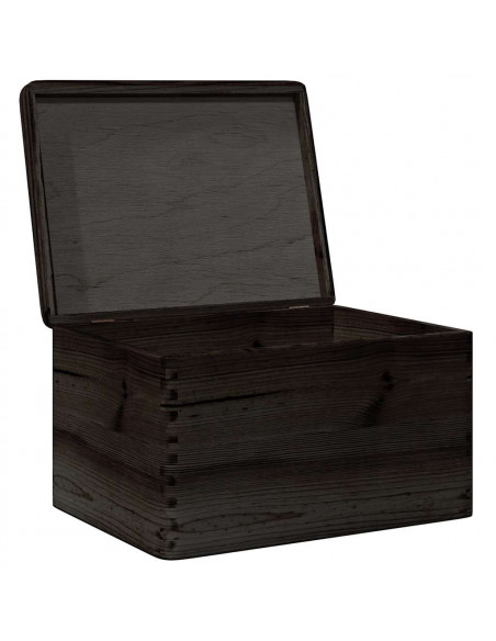 Scatola in Legno con Coperchio Nero 40x30x23cm in Legno di Pino