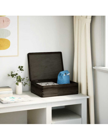 Scatola in Legno con Coperchio Nero 40x30x13cm in Legno di Pino