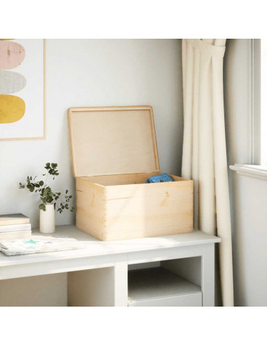 Scatola in Legno con Coperchio 40x30x23 cm Legno Massello Pino