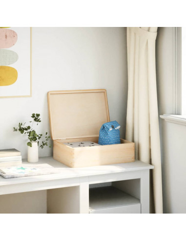 Scatola in Legno con Coperchio 40x30x13 cm Legno Massello Pino