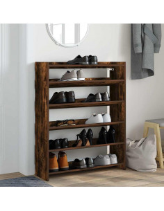 Scarpiera Rovere Fumo 80x25x100 cm in Legno Multistrato 2