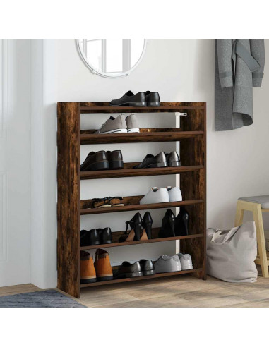 Scarpiera Rovere Fumo 80x25x100 cm in Legno Multistrato