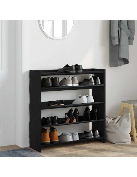 Scarpiera Nera 80x25x81 cm in Legno Multistrato