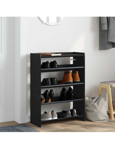 Scarpiera Nera 80x25x61,5 cm in Truciolato