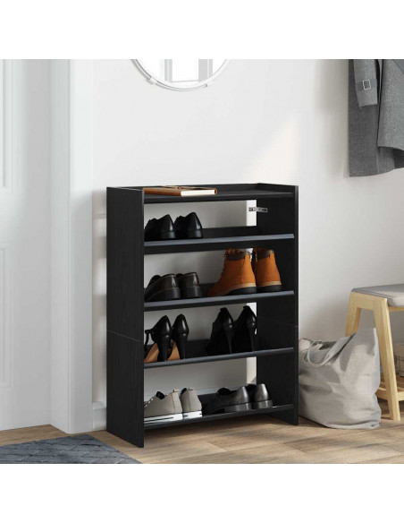 Scarpiera Nera 80x25x61,5 cm in Truciolato